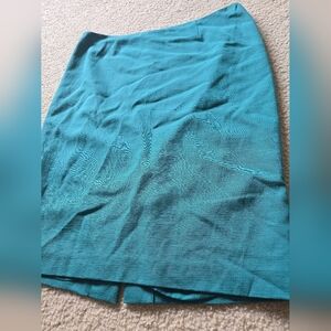 Luisa Spagnoli Teal Pencil Skirt - EU 48 (Approx US 12-14) Viscose Cottob Linen